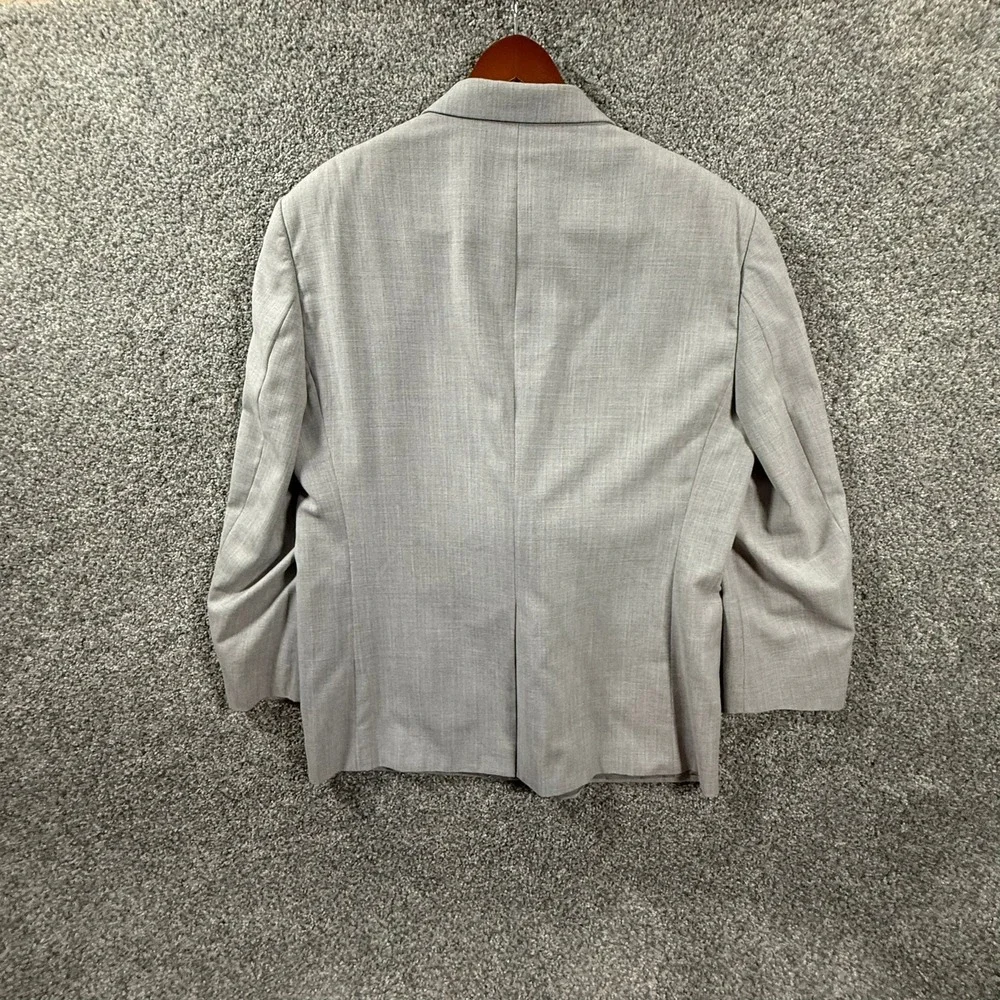 Chaps Mens Light Gray Sharkskin Two Button Blazer Sport Coat 48R